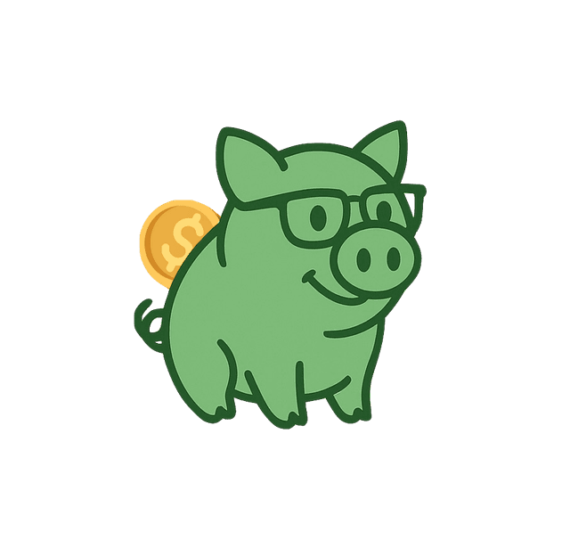 SmartPigy automated savings platform mascot - green piggy bank with glasses representing smart savings automation